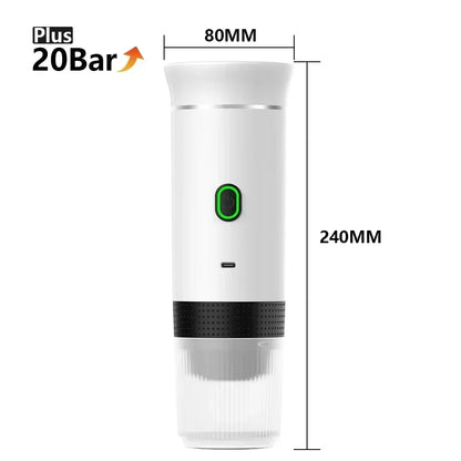 20Bar Portable Coffee Machine Espresso Machine Wireless Espresso Coffee Maker for Capsule Coffee Powder Camping Coffee Maker