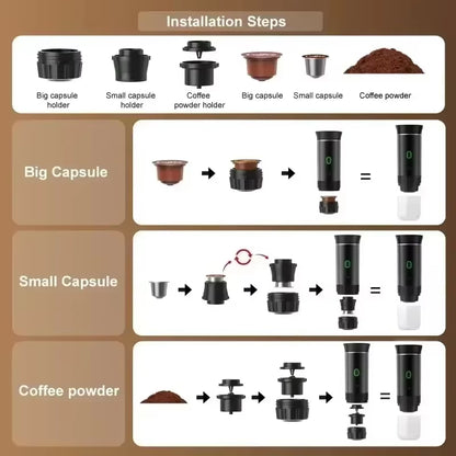 20Bar Portable Coffee Machine Espresso Machine Wireless Espresso Coffee Maker for Capsule Coffee Powder Camping Coffee Maker