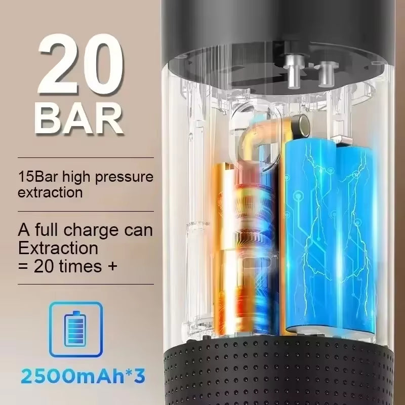 20Bar Portable Coffee Machine Espresso Machine Wireless Espresso Coffee Maker for Capsule Coffee Powder Camping Coffee Maker